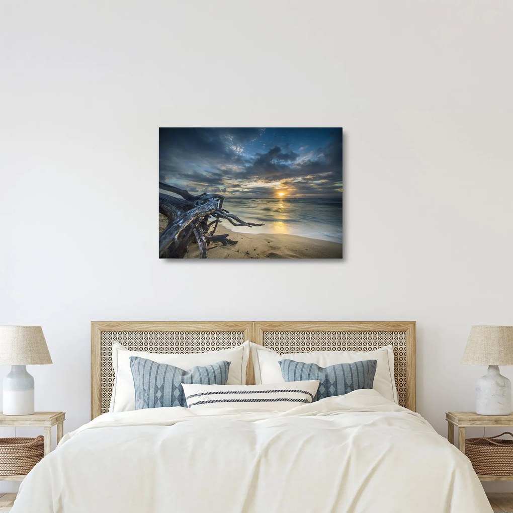 Obraz na szkle - morze o zachodzie słońca (70x50 cm)