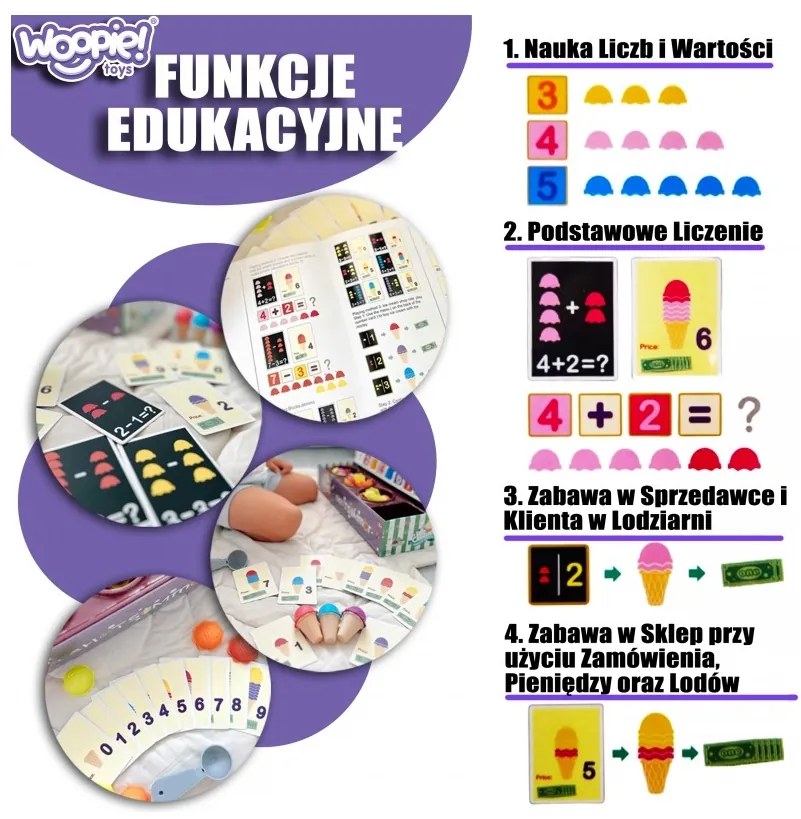 Woopie edukacyjna lodziarnia xxl restauracja sklep + nauka liczenia 87 el.