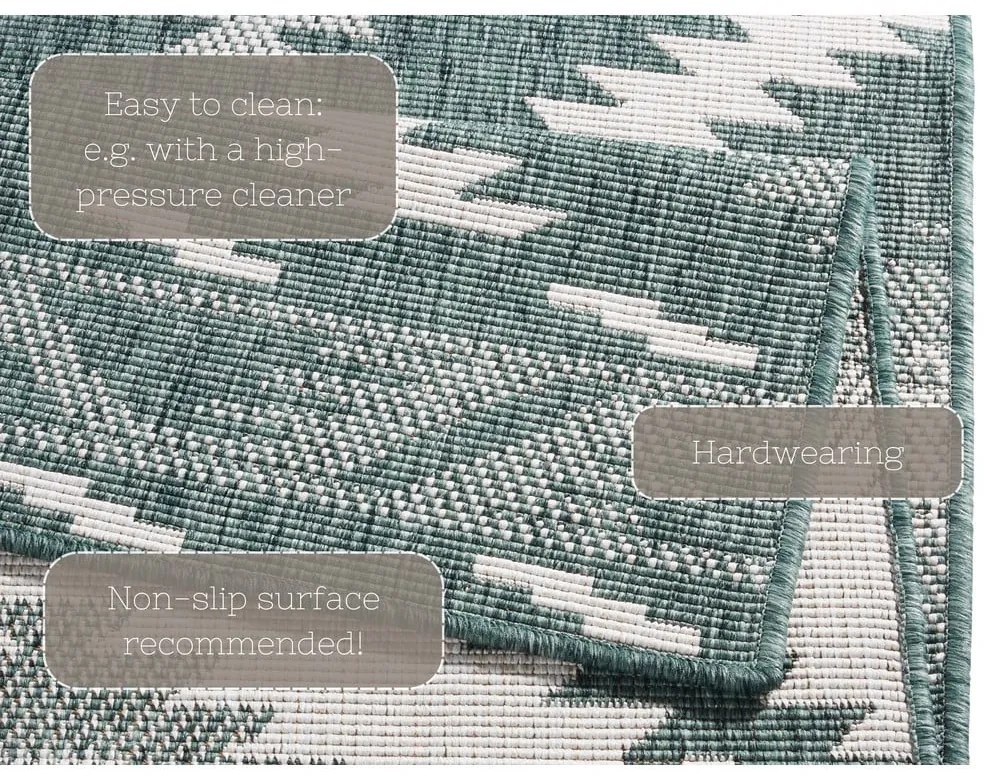 Zielono-kremowy chodnik odpowiedni na zewnątrz NORTHRUGS Malibu, 250x80 cm