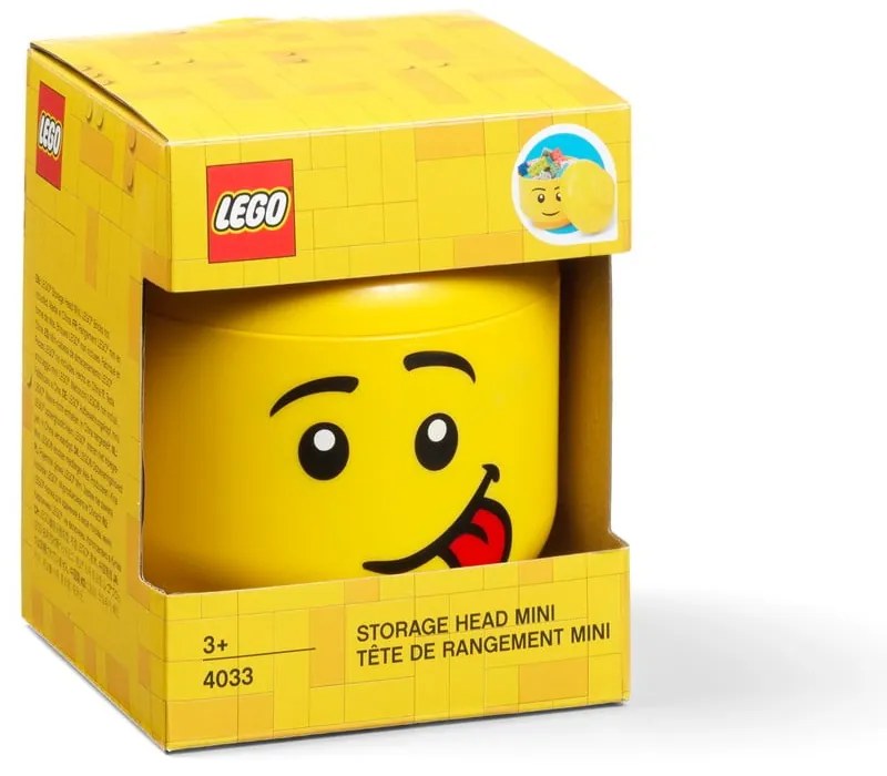 Żółte pudełko w kształcie głowy LEGO® silly, 10,5x10,6x12 cm