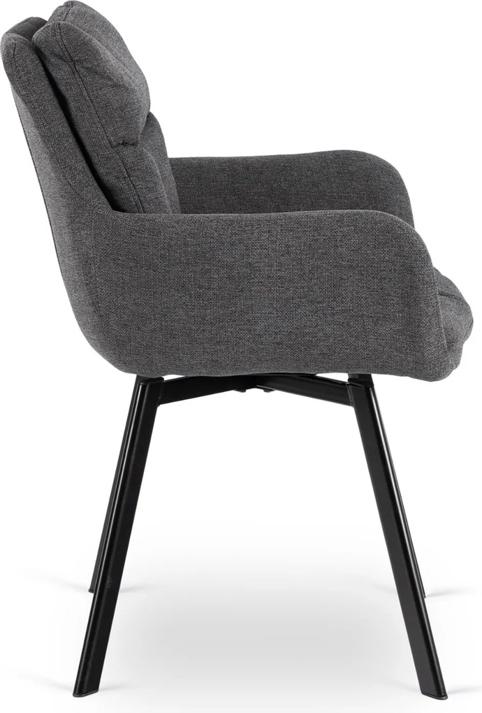 Krzesło Tapicerowane Obrotowe do Salonu CORTADO Ciemnoszare Nowoczesne