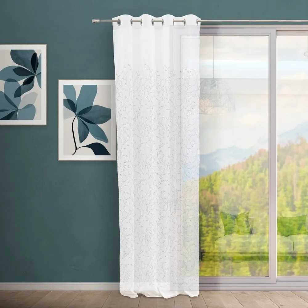 Biało-zielona firanka 140x260 cm Grow – Casa Selección