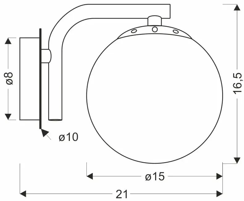 Czarny metalowy kinkiet ze szklanym kloszem - D250 A2-E54
