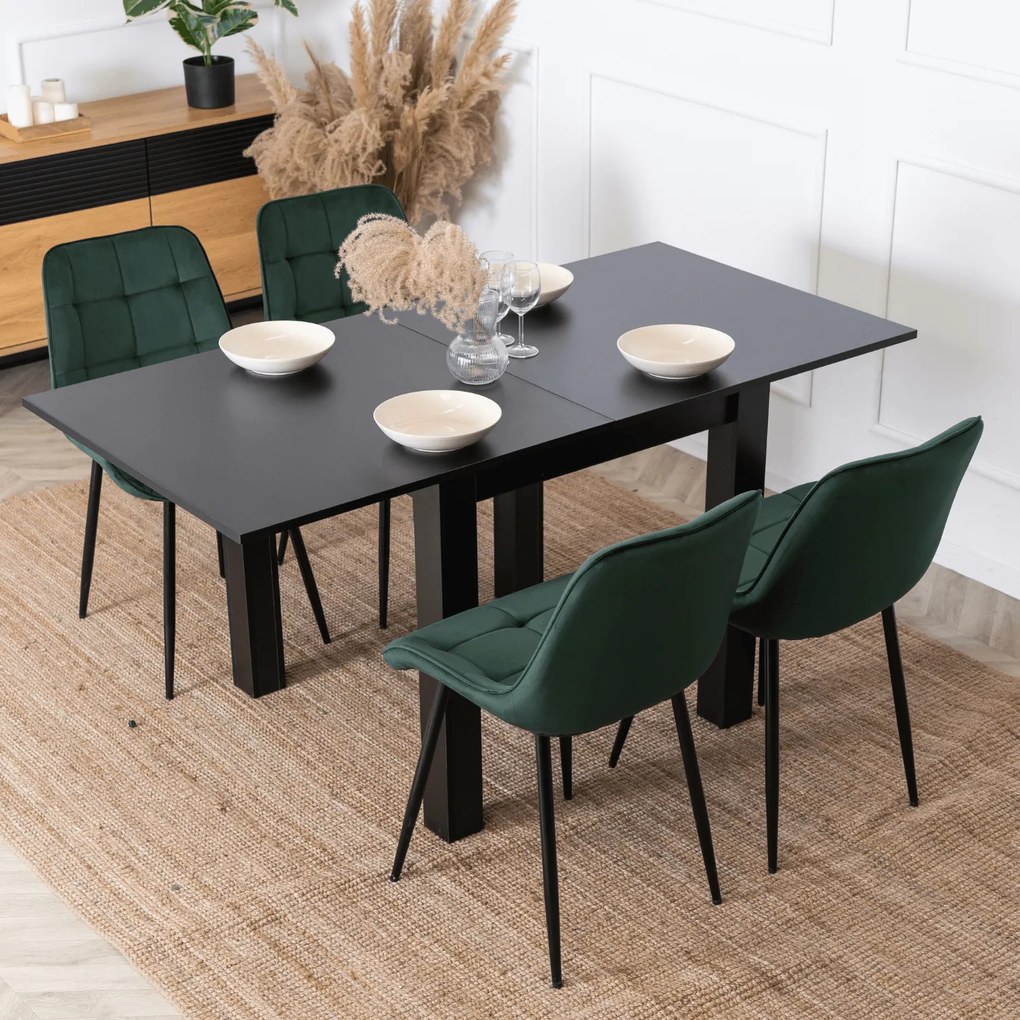 Stół Kwadratowy Rozkładany MAX 80-160 cm Czarny Nowoczesny Loft