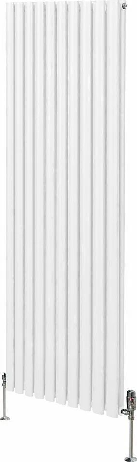 Grzejnik kolumnowy owalny i zawory - 1800 mm x 600 mm - biały