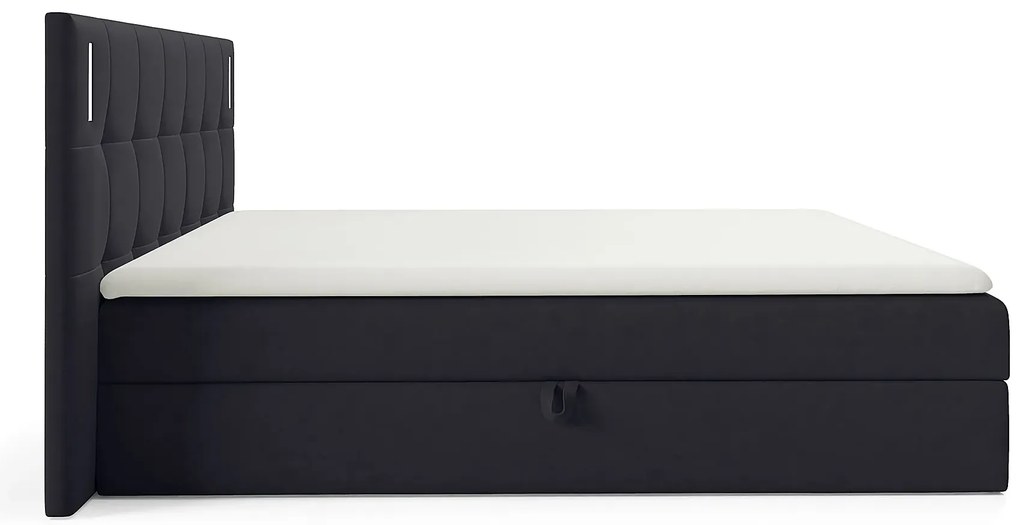 Czarne łóżko kontynentalne z pojemnikami 5 rozmiarówc P0-G23