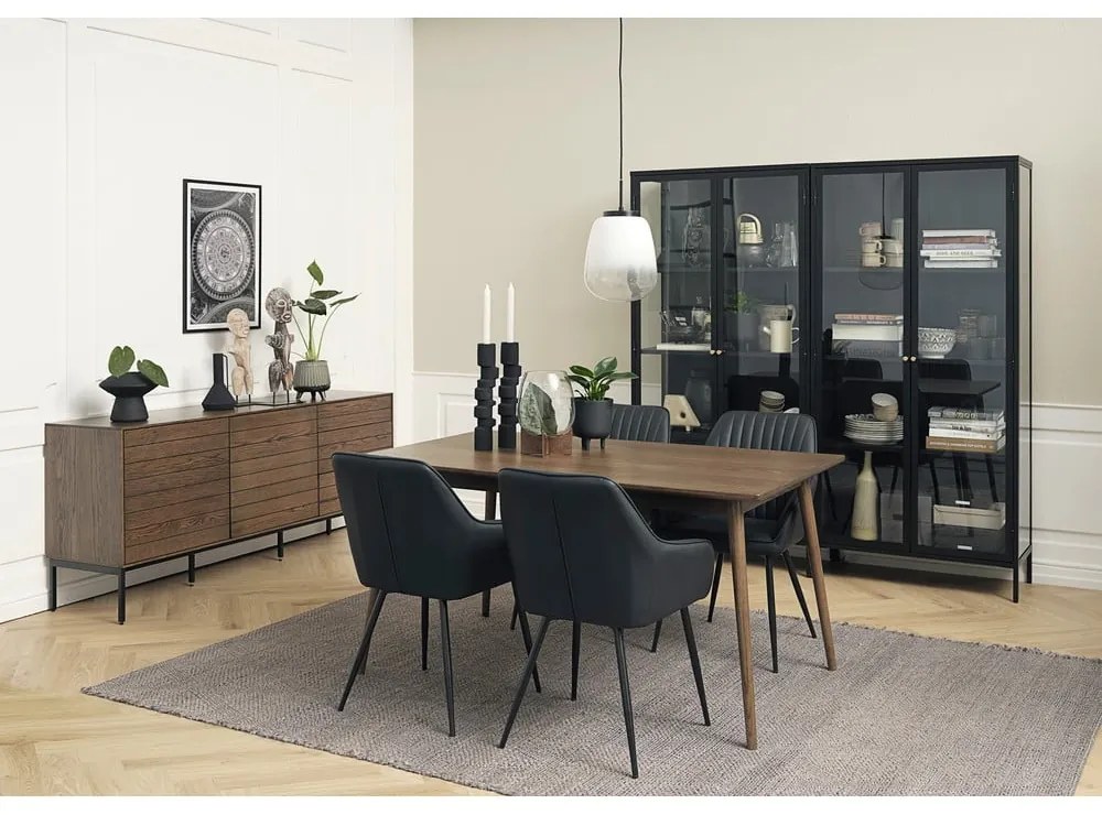 Brązowy rozkładany stół z blatem w dekorze dębu 150x90 cm Barrali – Unique Furniture