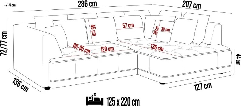 Narożnik TIGA BOX funkcja spania Elektryczny System RIVIERA 16 WERSAL
