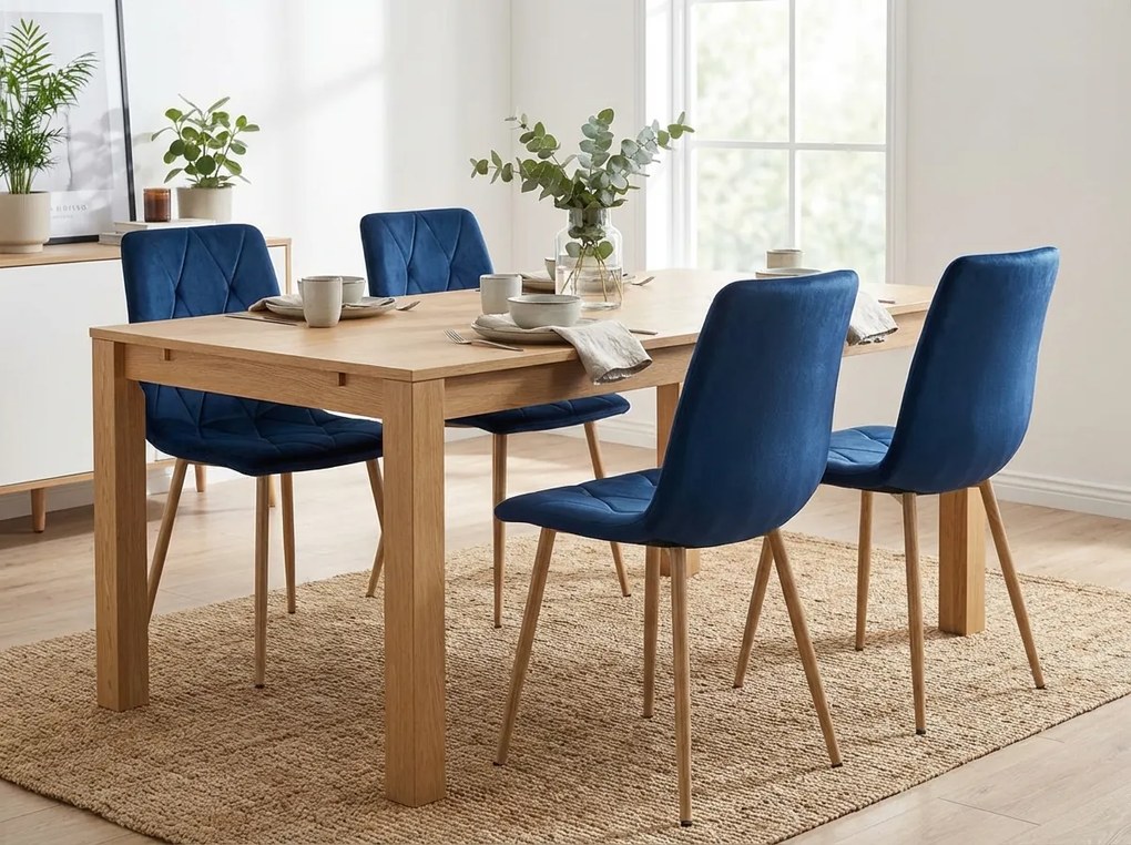 Niebieskie aksamitne krzesło do jadalni LIBRA