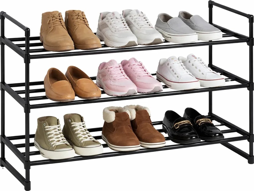 Czarna Szafka Na Buty Z 3 Półkami G6-P38