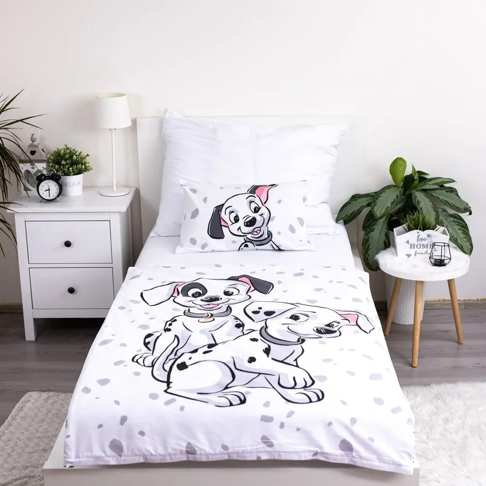 Biała bawełniana pościel dziecięca do łóżeczka 100x135 cm 101 Dalmatians – Jerry Fabrics