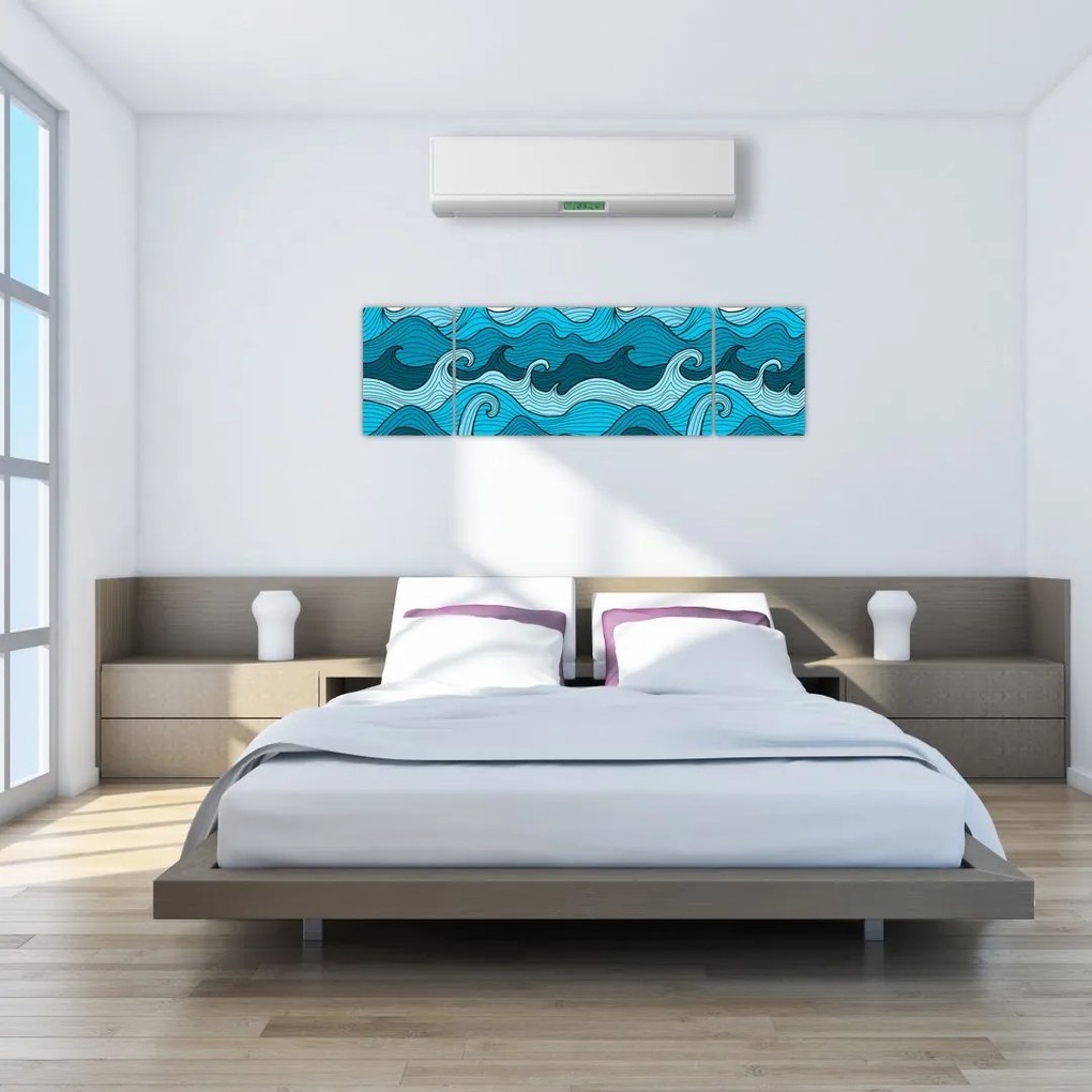 Obraz - Abstrakcja, morze (170x50 cm)