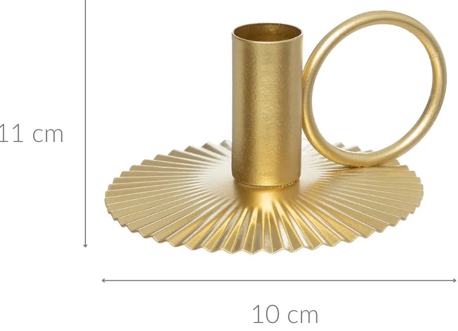 Metalowy świecznik na prążkowanej podstawce