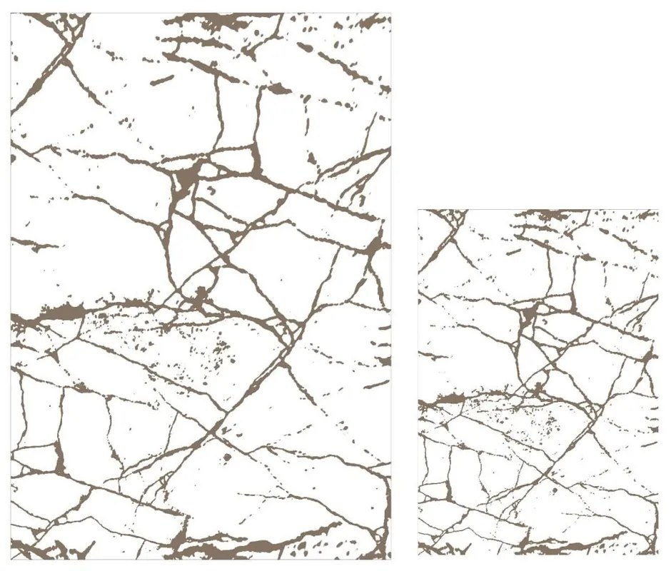 Białe/brązowe dywaniki łazienkowe zestaw 2 szt. 60x100 cm Cracks – Mila Home