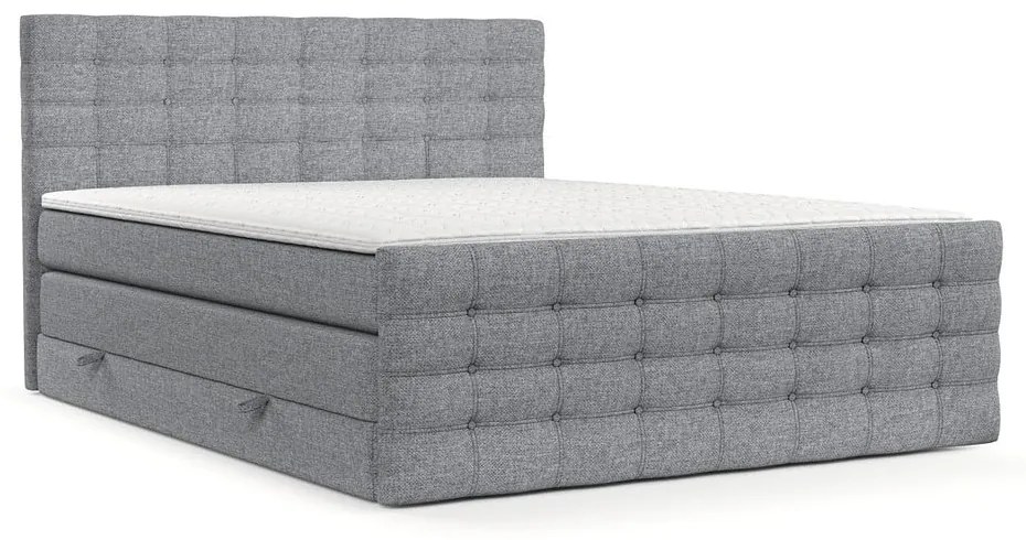 Szare łóżko boxspring ze schowkiem 160x200 cm Blend – Maison de Rêve