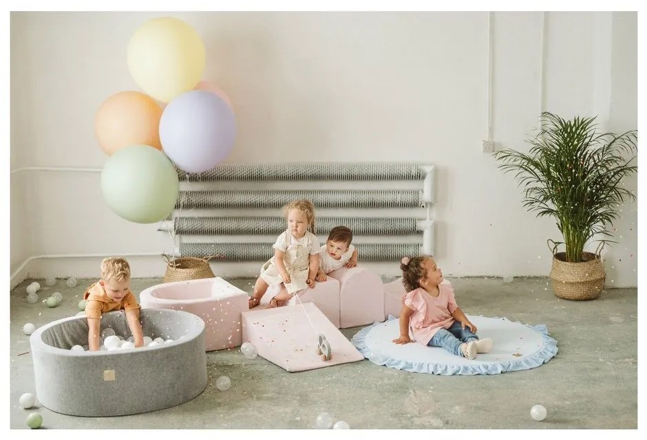 Różowy aksamitny piankowy plac zabaw 4 szt. wysokość 30 cm 225x90 cm Montessori – Meowbaby