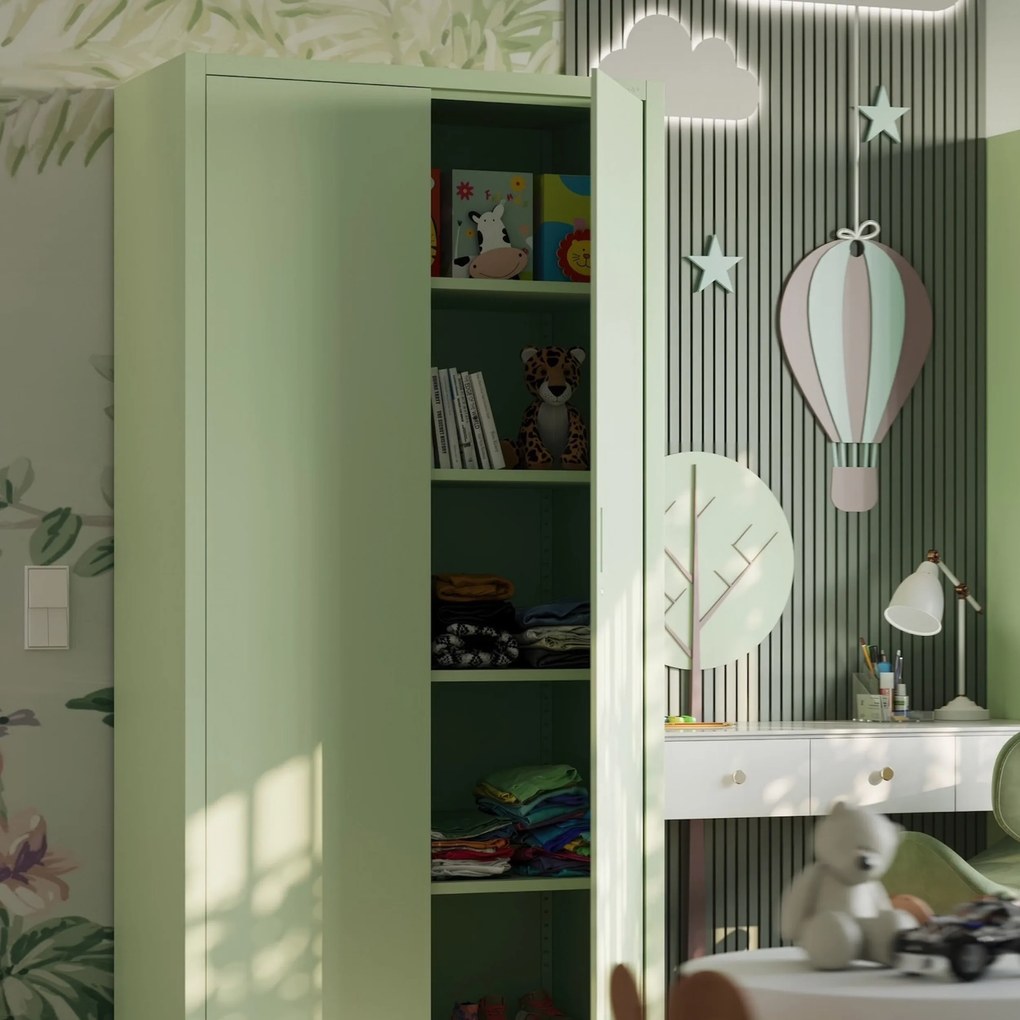 Szafa na dokumenty biurowa metalowa pastelowy zielony : Fresh Style JAN H 900 x 1950 x 400 mm