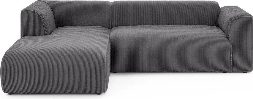 Ciemnoszary sztruksowy narożnik (lewostronny/z szezlongiem) Merid – Ropez