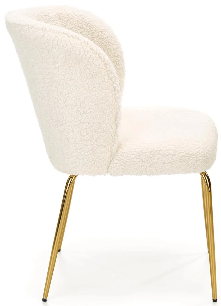 Krzesło, bouclé kremowe, K474 złoty stelaż, nowoczesne, eleganckie,