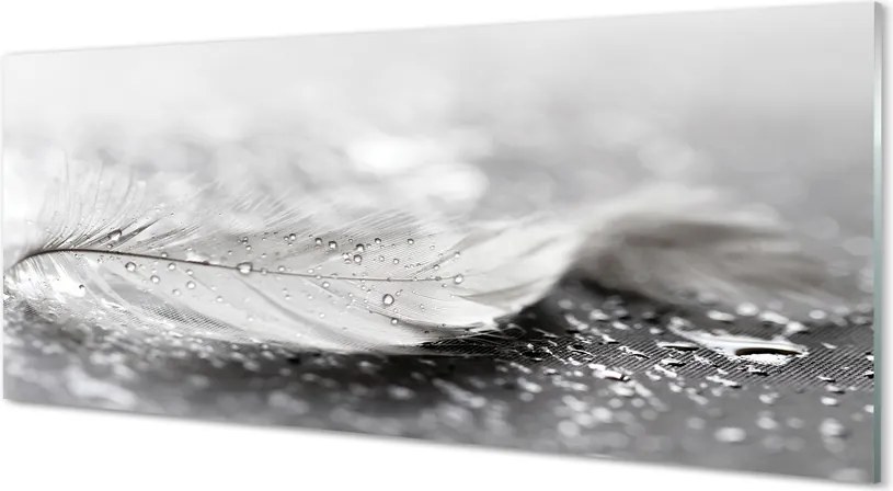 Szklany Panel Delikatne Krople na Piórku