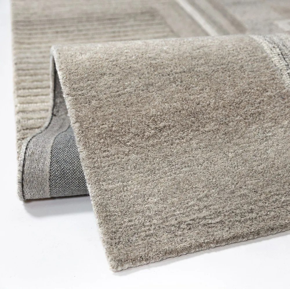 Szarobeżowy wełniany dywan tkany ręcznie 160x230 cm Lira – Flair Rugs