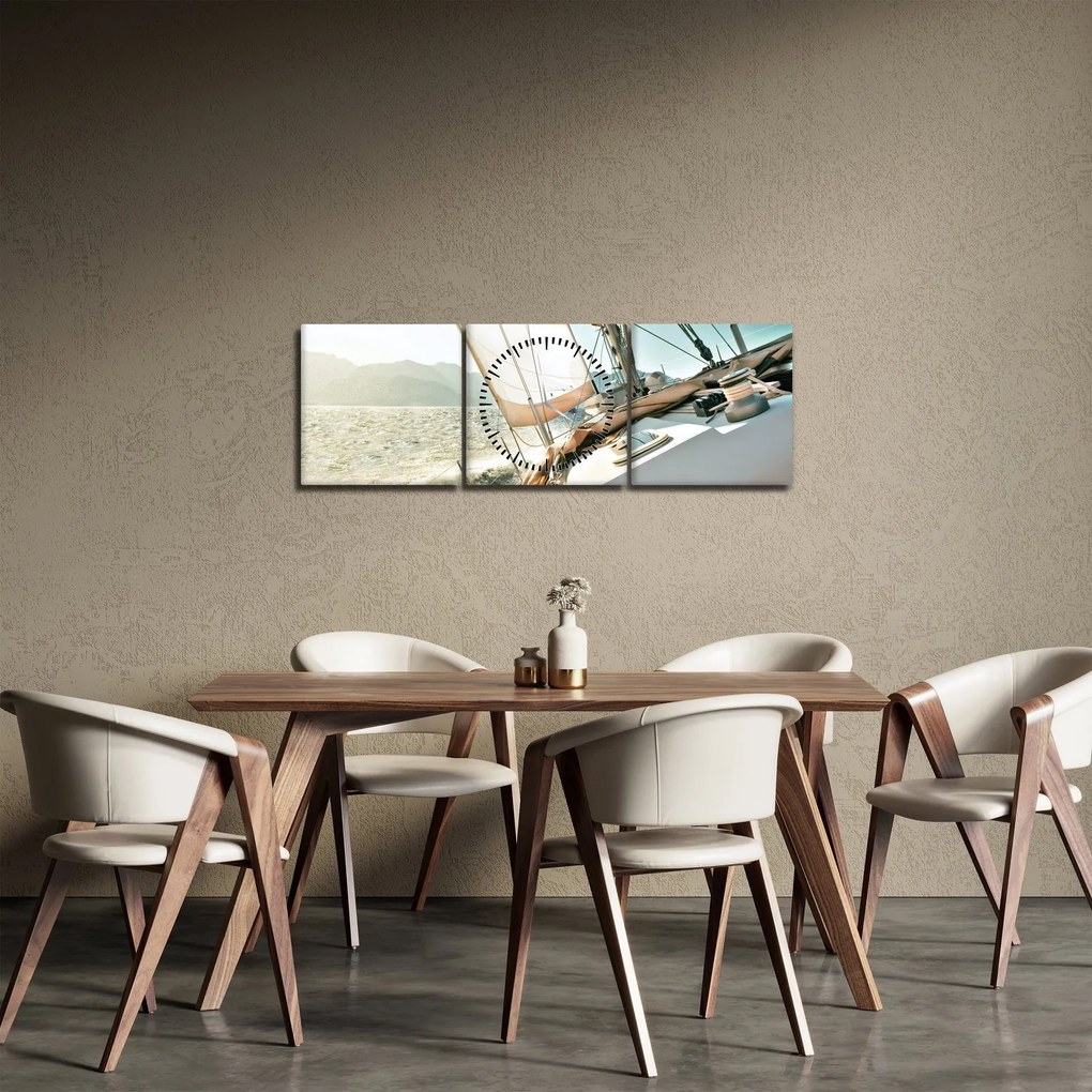 Obraz - Statek (z zegarem) (90x30 cm)