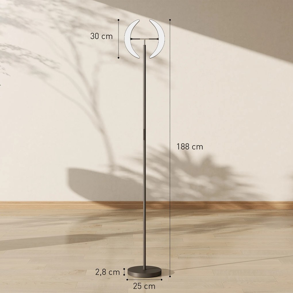 HOMCOM Lampa stojąca RGB, ściemniana z wielobarwnymi możliwościami oświetlenia, obrotowa, czarna