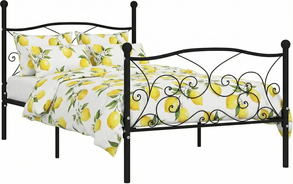 Czarne rustykalne łóżko pojedyncze 100x200 cm T0-S47