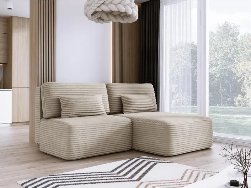 Narożnik TILIA wolnostojący układ L strona Prawa z funkcją spania w tkaninie Tilia 11