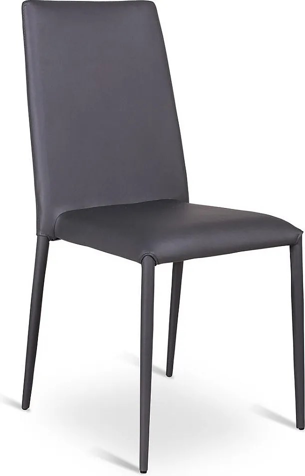 Cleo - Zestaw 4 krzeseł ze sztucznej skóry w kolorze ciemnoszarym