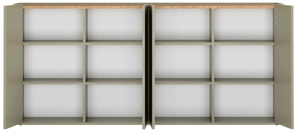 Komoda Elivo 200 cm czterodrzwiowa - eukaliptus / dąb baltic dune