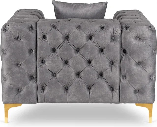 Fotel Wypoczynkowy SORRENTO 1S Szary Welurowy Glamour