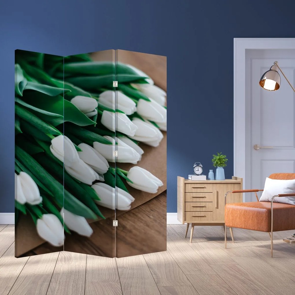 Parawan - Bukiet białych tulipanów (126x170 cm)