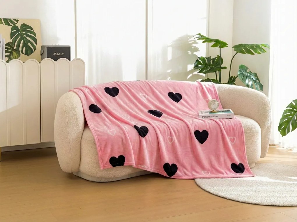 Mikropluszowy koc CORAZON, różowy Rozmiar: 200 x 220 cm