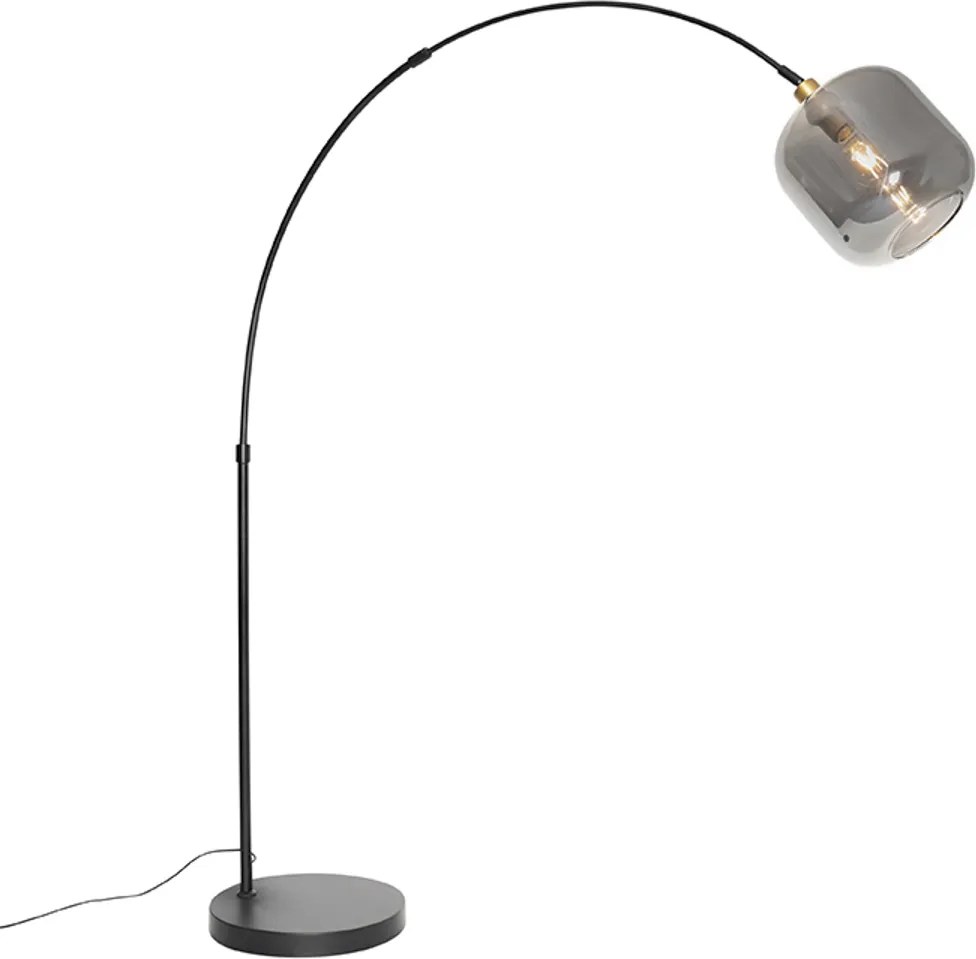Lampa łukowa czarna ze złotem i dymionym szkłem - Zuzanna
