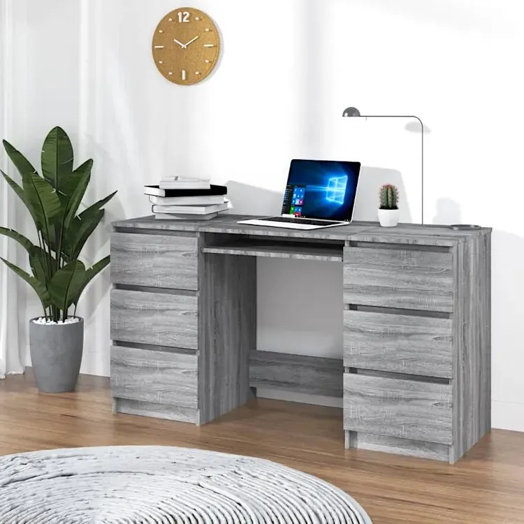 Minimalistyczne biurko w kolorze szarego dębu - Sanmi
