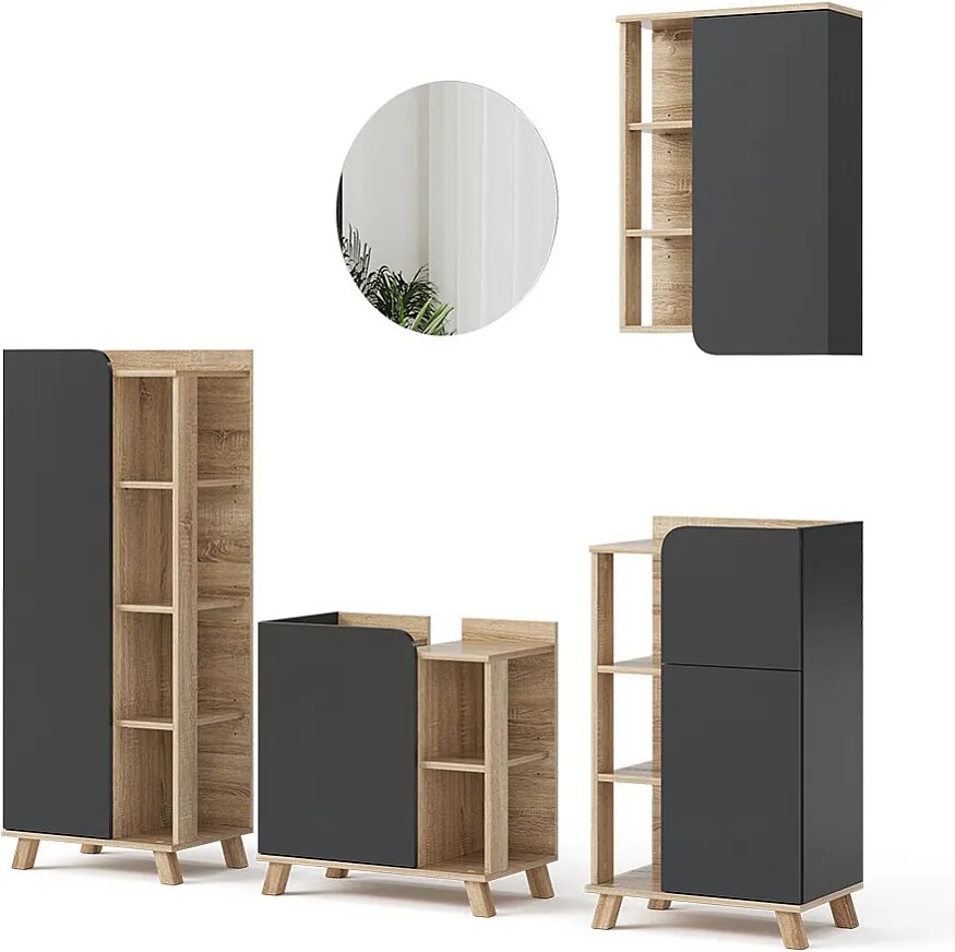 Zestaw mebli łazienkowych sonoma/antracyt 60x35x65 karen