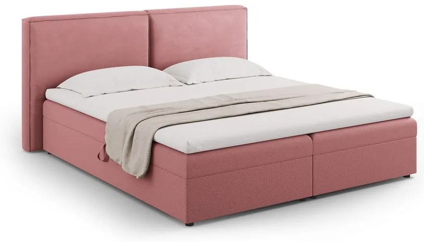 Różowe łóżko boxspring ze schowkiem 140x200 cm Arendal – Cosmopolitan Design