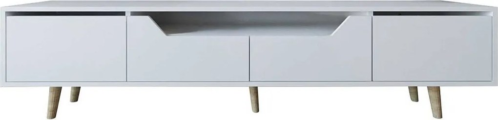 Stojak pod TV – 180 cm – Biały – Płyta wiórowa