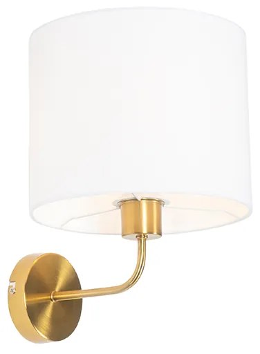 Klasyczna lampa ścienna złota z abażurem z tkaniny w kolorze białym - Cas klasyczny/Antyczny Oswietlenie wewnetrzne