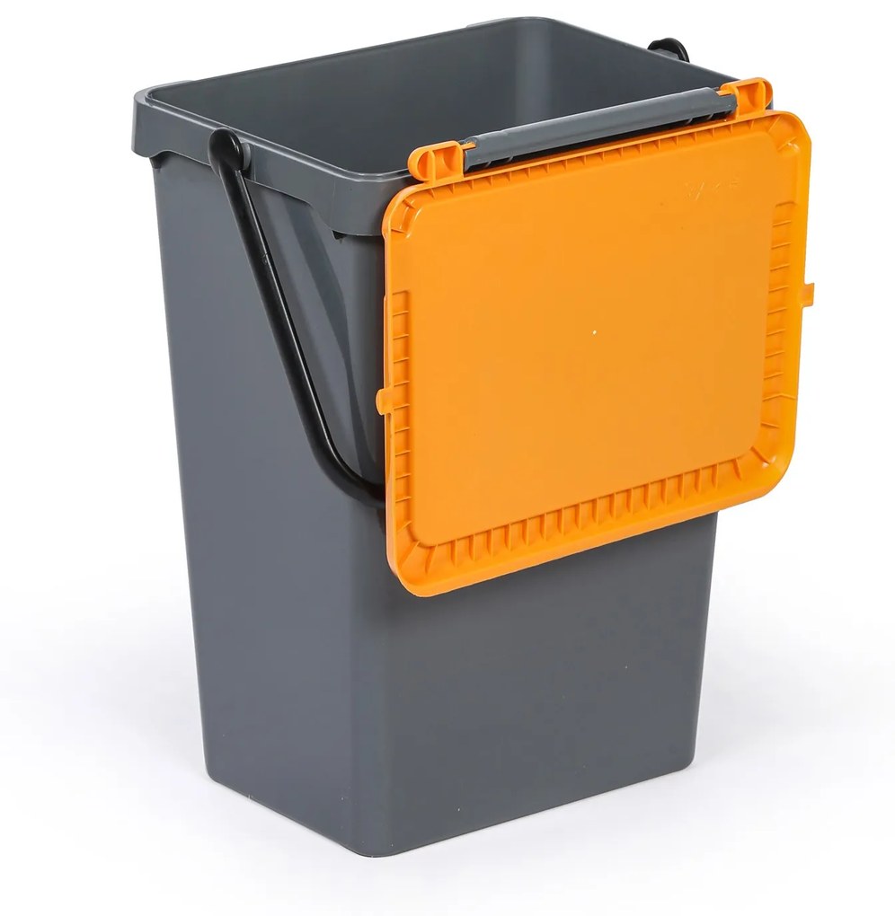 Kosz plastikowy na śmieci do segregacji, 35 l, szary + żołty