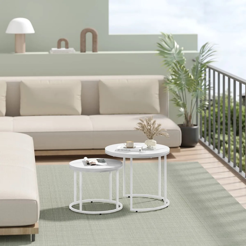 Zestaw stolików konferencyjnych MARLON 2 szt., dekor biały marmur