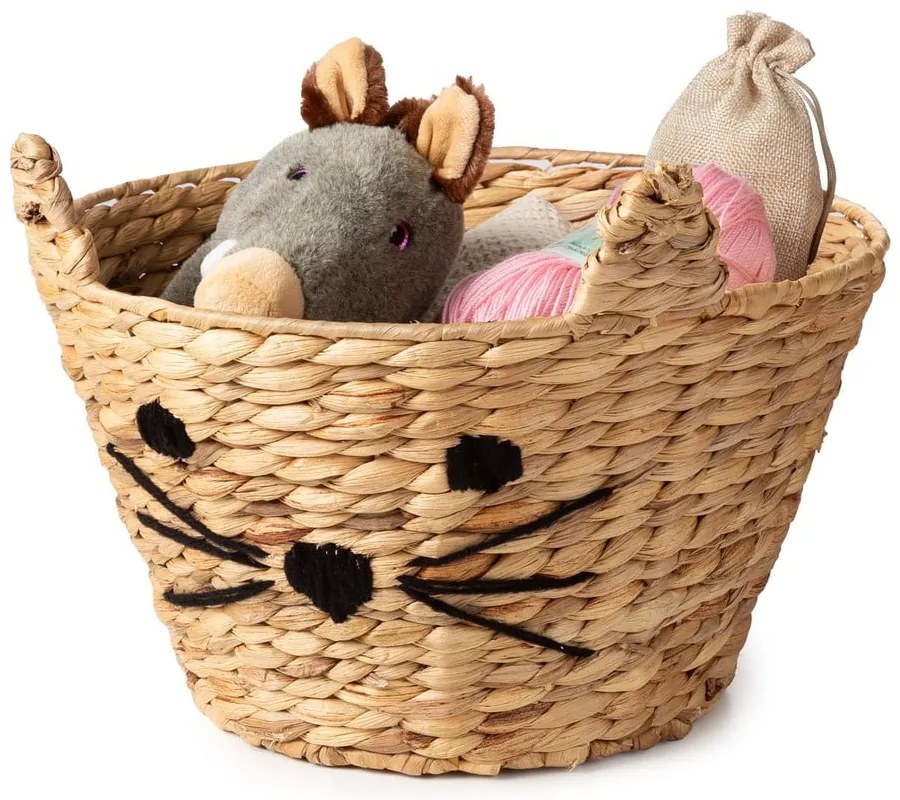 Dziecięcy kosz na zabawki z hiacyntu wodnego w naturalnym kolorze ø 35x26 cm Cat – Compactor