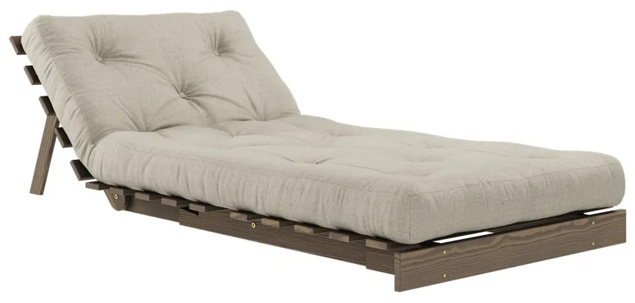 Szarobeżowy rozkładany lniany fotel Roots Carob – Karup Design