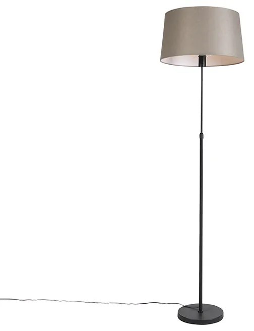 Lampa podłogowa czarna z abażurem z lnu w kolorze taupe 45 cm regulowana - ParteWiejski/ Rustykalny / Vintage Oswietlenie wewnetrzne