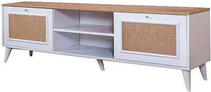 Stojak pod TV – 55 cm x 180 cm x 41 cm – Biały i Dąb – MDF