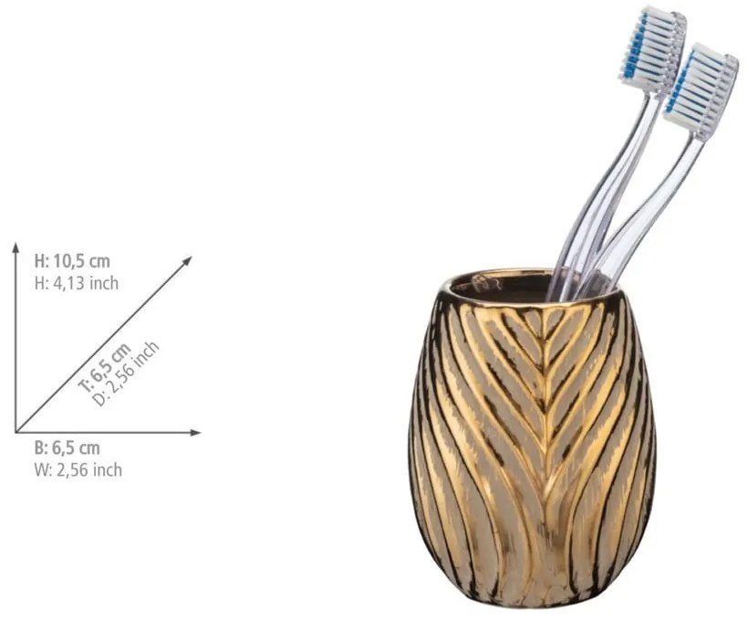Ceramiczny kubek na szczoteczki do zębów w kolorze złota Idro – Wenko
