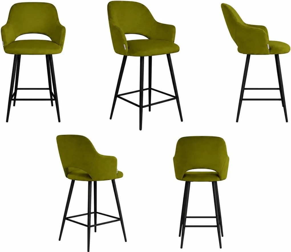 Hoker Milano krzesło barowe tkanina Welur podstawa metalowa elegancki klimat wnętrza : Kolor nogi - Czarna stożek, Kolor tkaniny - VELVET - BL75, Typ siedziska - Siedzisko obrotowe 360°