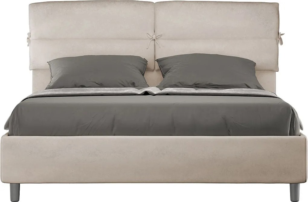 Łóżko bez stelaża tapicerowane 160x210 microfibra Piaskowy Nandy