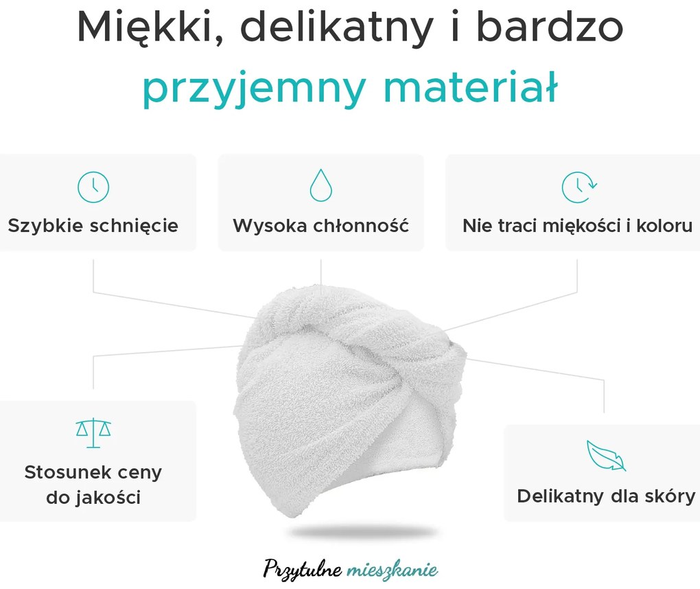 Szybkoschnący turban do włosów frotte czerwony, 100% bawełna